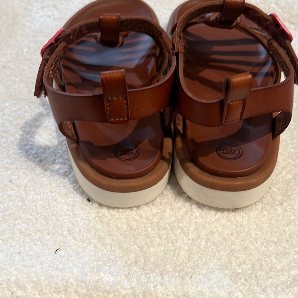 Kids Wonder Nation Brown & Pink Strappy Sandals - Picture 2 of 5